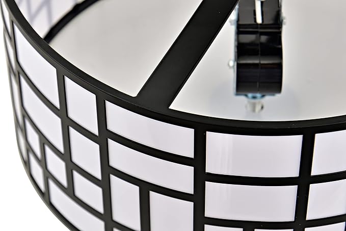 Semi Flush Mount Ceiling Light Black Rectangle Pattern LED Light Fixture with Drum Shade Indoor Use Living Dining Room Kitchen Modern Chandelier Lamps Brushed Chrome Finish E26 Bulb Base