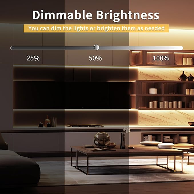 100FT COB LED Strip Lights Warm White Dimmable DC 24V 3000K Flexible LED Tape Light for Bedroom, with Remote and app Control LED Tape Lights,for DIY Home Decoration(2 Rolls of 50ft)