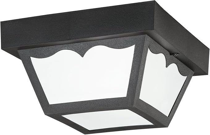 Kichler 8.5" Polypropylene 1 Light Flush Mount with Frosted Glass in Black