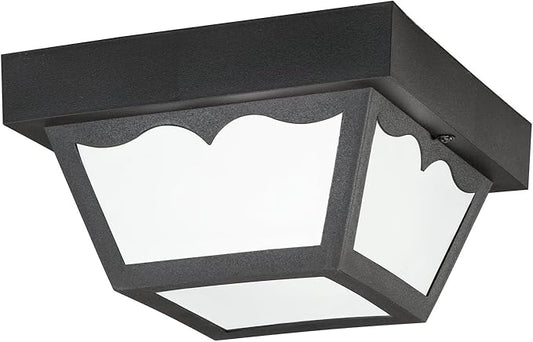 Kichler 8.5" Polypropylene 1 Light Flush Mount with Frosted Glass in Black