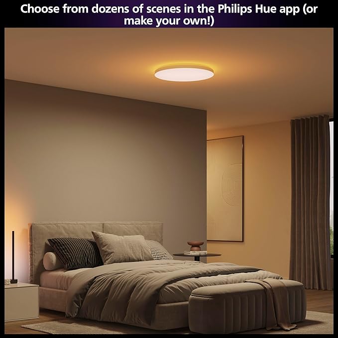 Philips Hue Datura Smart Ceiling Panel (Large Round 2.49 in x 22.60 in) White & Color Light, Bluetooth Compatible, Voice Control with Alexa, Apple Home & Google Assistant