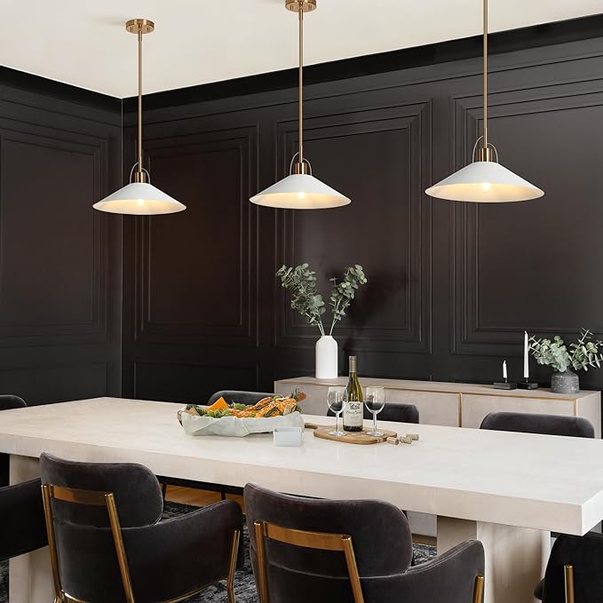 classy leaves Pendant Lights Kitchen Island, 14-Inch Gold and White Metal Pendant Light Fixtures, Modern Kitchen Pendant Lighting Over Island