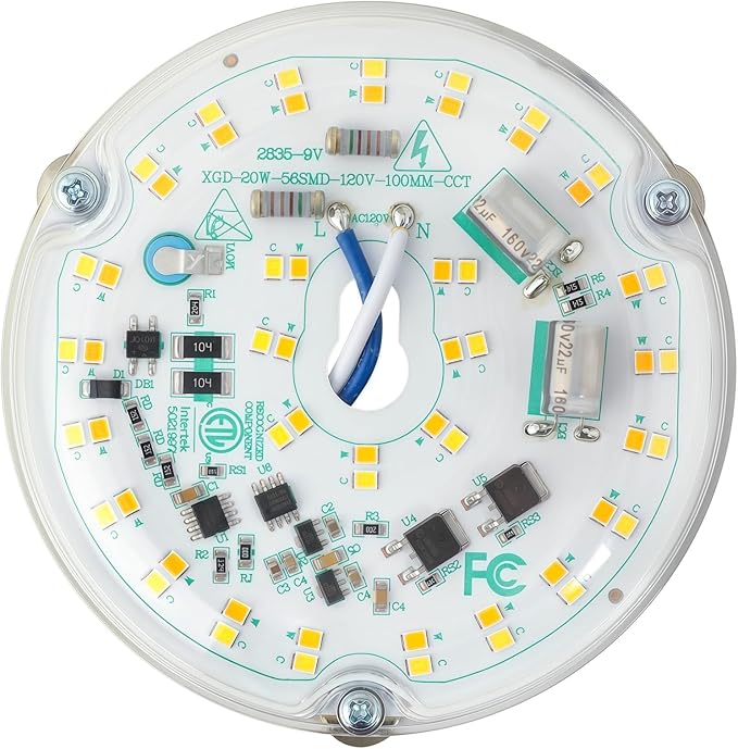 4'' 20W LED Ceiling Fan Light Retrofit Kit, Ceiling Light Replacement, LED Flush Mount Ceiling Light, 2400LM, 3CCT 3000K 4500K 5000K,120V, ETL Listed Dimmable CRI90 (3CCT)