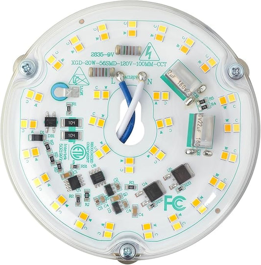 4'' 20W LED Ceiling Fan Light Retrofit Kit, Ceiling Light Replacement, LED Flush Mount Ceiling Light, 2400LM, 3CCT 3000K 4500K 5000K,120V, ETL Listed Dimmable CRI90 (3CCT)