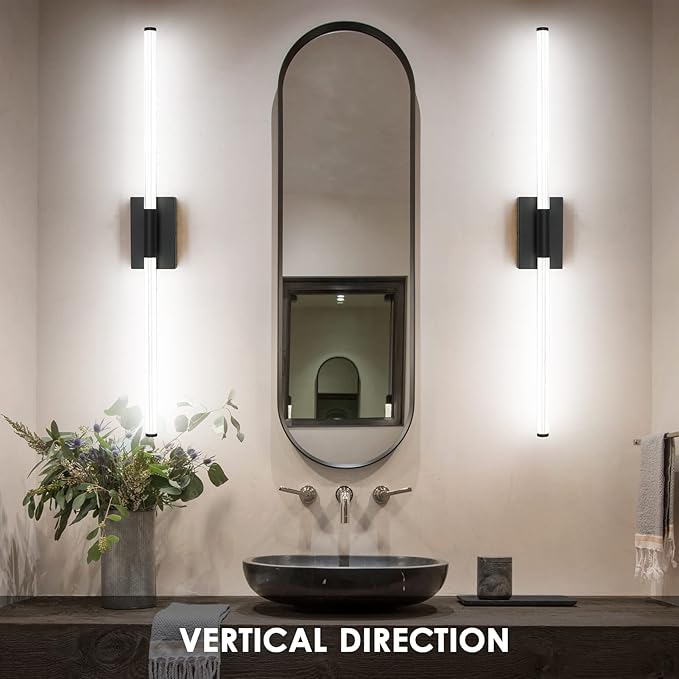 Modern LED Vanity Light, 360° Full Lighting Bathroom Light Fixture Over Mirror, 32W 5500K Cool White, Hardwired Wall Sconce, 40 Inch, Balck