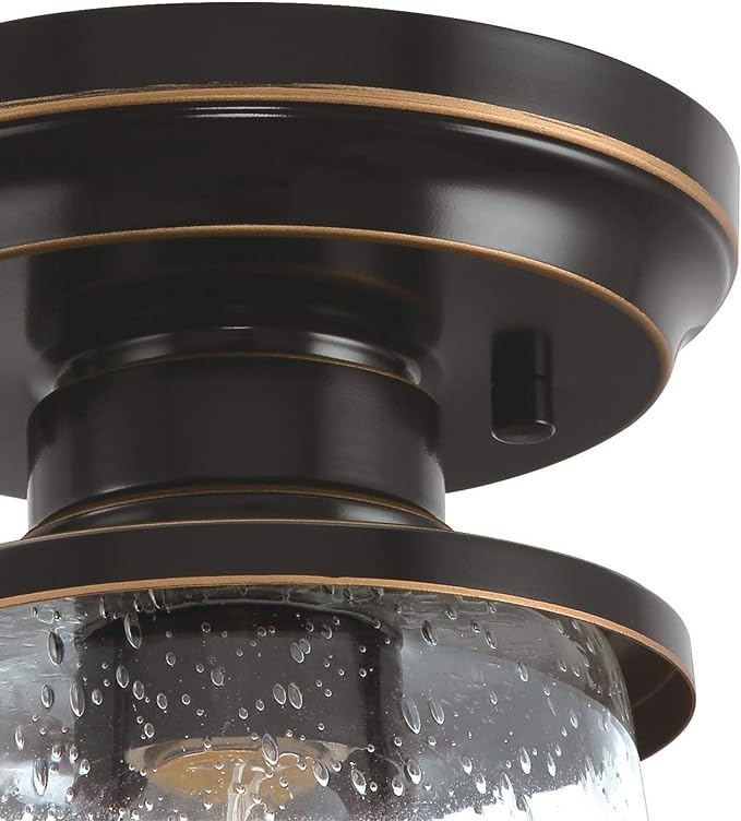 Westinghouse 6113000 Emma Jane 7 Inch Vintage-Style One-Light Outdoor Semi Flush Mount Ceiling Light, Amber Bronze Finish, Clear Seeded Glass