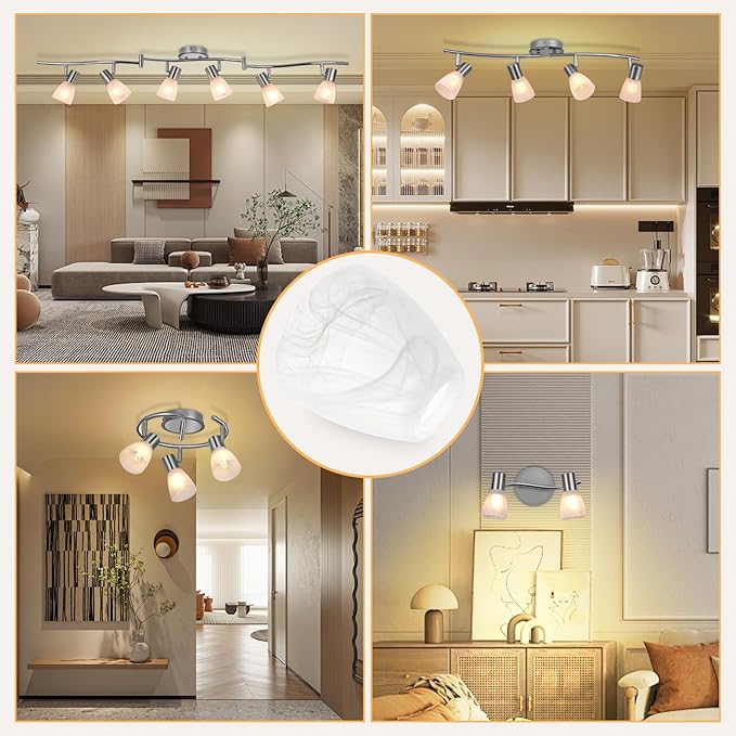 HiBay 2-Light Lampshades, Cracks White Bell Glass Shades, Lighting Fixture Accessory Lampshade Cover Replacement, Fit for E12 Base Pendant Lights Table lamp Sconce Chandeliers