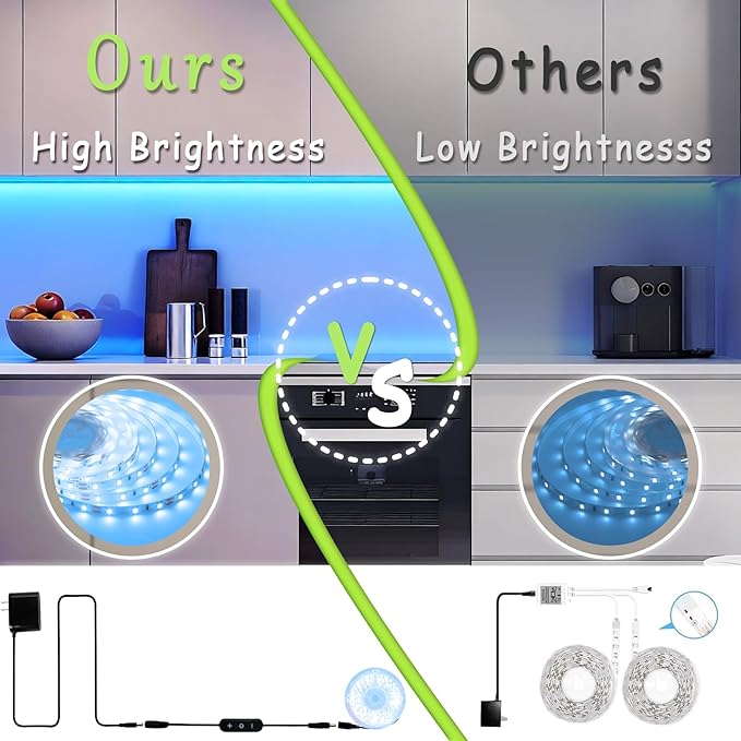 Blue 30ft Led Lights Strip Indoor Rope Lights Easy DIY Cuttable Strip Lights for Fish Tank Bar Room Bathroom Living Room Kitchen Ceiling Wall Vanity Mirror Decor