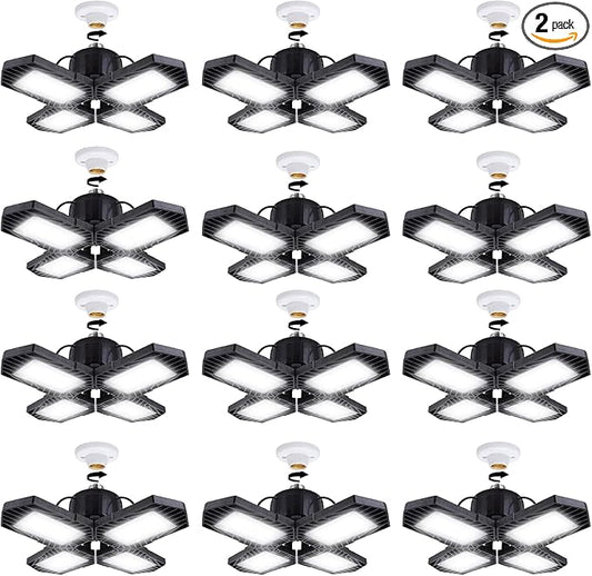 LED Garage Lights,100W Deformable Led Garage Lighting 10000LM E26 Daylight 6000K LED Garage Ceiling Lighting Super Bright Adjustable Garage Lights for Garage,Warehouse (100W-16Pack)