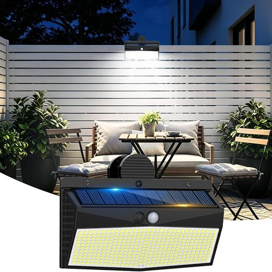 Peasur 368 LED Clip On Solar Lights Outdoor, Motion Sensor Lights with 3 Modes, Solar Security Light Waterproof for Outside Fence, Deck, Gutter, Camping