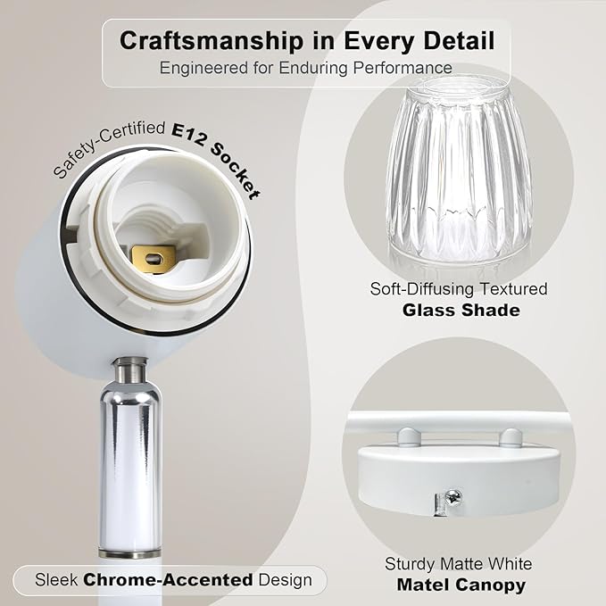 HiBay 2-Light Track Lighting, Directional Modern Ceiling Light Fixture White w/Glass Shades, Flush Mount Wall Spotlight Indoor for Kitchen, Bedroom, Living Room, E12 Base, No Bulbs