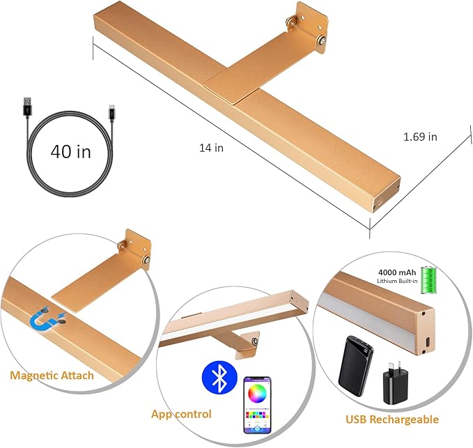 MIOBLUE Rechargeable Picture Light, Battery Painting Light Display Lamp with APP Music Sync Multi Dynamic Modes Timer Dartboard Artwork Light for Frame Portrait