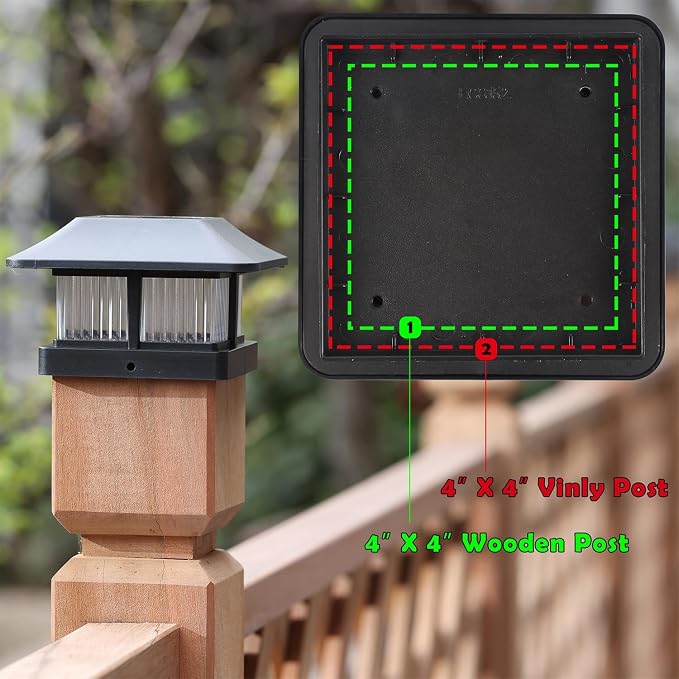 Dynaming 4x4 Solar Post Cap Lights Outdoor with 2 Color Modes, Fence Post Solar Lights Black Shell Brightness LED Lantern Lamps Waterproof for Garden Deck Patio, Fit 4x4 Wooden/Vinyl Posts, 8 Pack