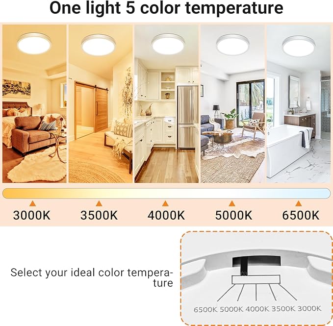 slochi 2Pack LED Flush Mount Ceiling Light Fixture, 9 Inch 18W, 2200LM, Super Slim 0.7 Inch, 3000K-6500K Adjustable Low Profile LED Ceiling Lights for Bathroom, Closet, Hallway(White)
