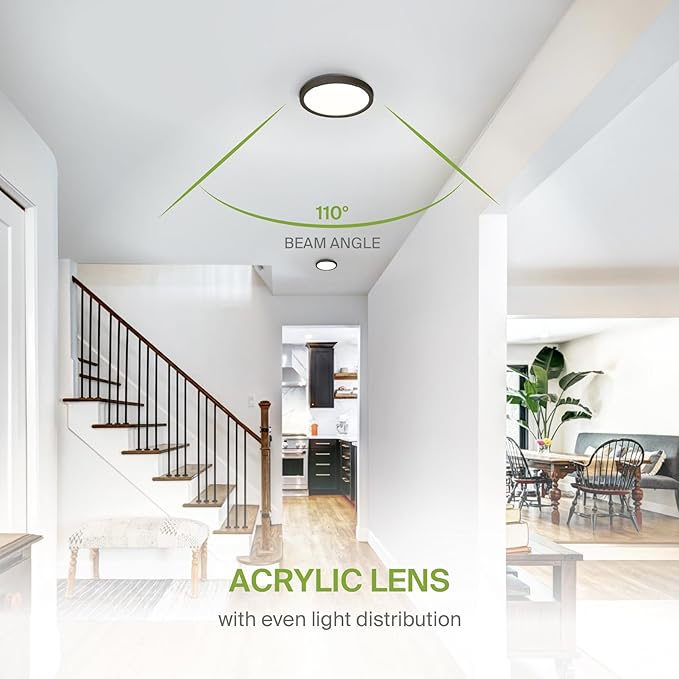 ASD LED 7" Round Flush Mount Light | 15W 1220LM 3000-5000K 120V | 3CCT, Dimmable, Ultra Slim, ETL Listed | Thin Surface Lamp, Bedroom Ceiling Lighting | Bronze, 6 Pack