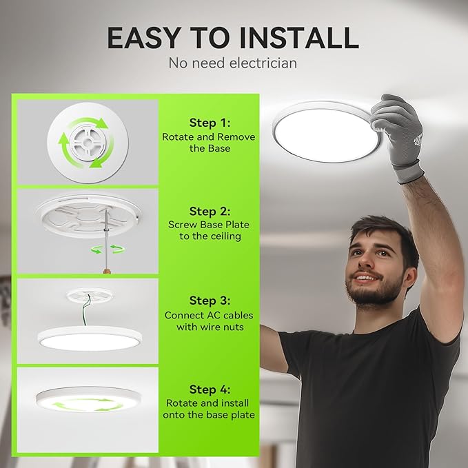 MODERN 4-Pack Super Thin 9inch 2800lm Flush Mount LED Ceiling Light White, 5000K Daylight, Ceiling Light Surface Mount for Bedroom, Living Room, Dining Room, Garage, Office