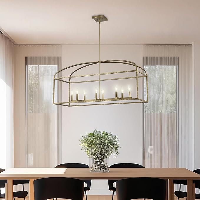 Asher Hamilton AHP-210AG Montclair 40 Inch Pendant Light | Adjustable 18.9 to 57.6 Inch Height | E12 Candelabra Base | Dry Rated for Indoor Use Only | Antique Gold Finish
