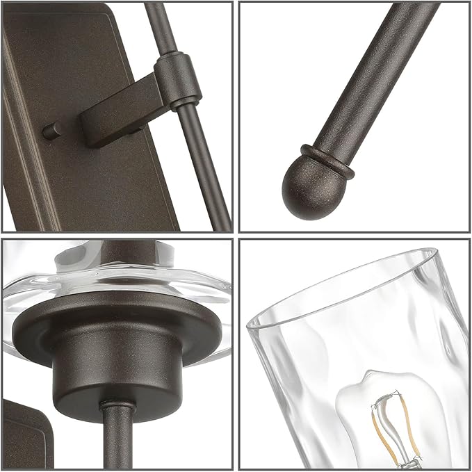 XiNBEi Lighting Wall Light 1 Light Wall Sconce with Glass, Classic Bathroom Vanity Light Dark Bronze Finish for Bedroom & Living Room XB-W1227-DB