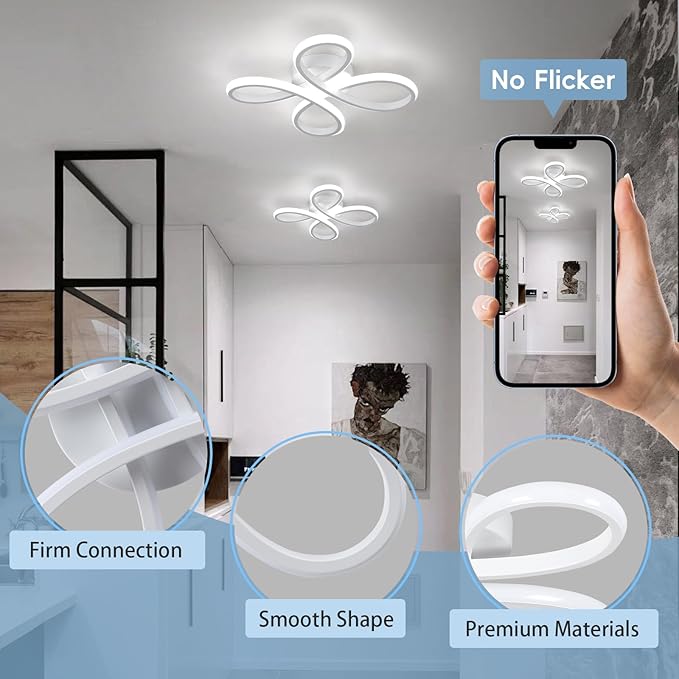 ADISUN Modern LED Ceiling Light, 6000K Semi Flush Mount Ceiling Light Fixture, Modern Unique Lights for Living Room Bedroom Corridor Aisle Hallway (L11.5*W11.5*H1.18)
