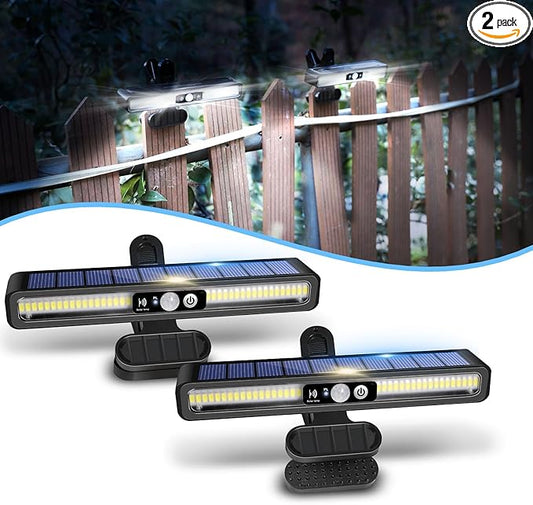 Clip On Solar Motion Lights Outdoor Waterproof, 2 Pack Motion Sensor Outdoor Lights with 36 LEDs, 6000K, Portable Solar Powered Security Light for Fence Garage Camping(Black)
