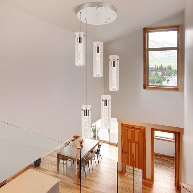 Pendant Lights Kitchen Island Brushed Nickel, 3000K-6000K Dimmable LED Pendant Light Fixtures with Remote, Modern Kitchen Pendant Lighting Over Island for Dining Room & Bar Counter