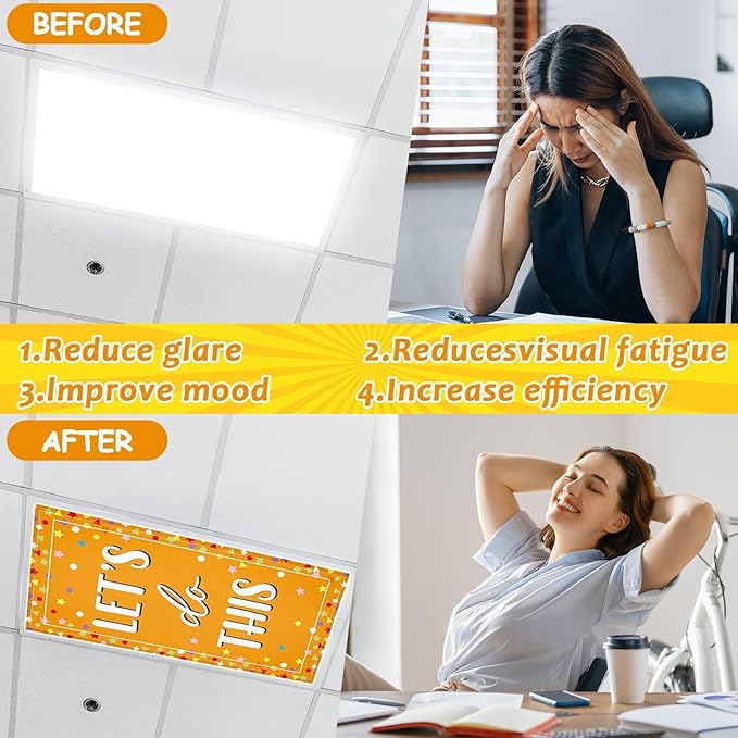 8 Pcs Fluorescent Light Covers with 80 Magnets Decorative for Classroom Ceiling Lights 4 x 2 Feet Magnetic Light Cover Filter Easy Install for Office Hospital Home Ceiling Supplies (Colorful Confetti)
