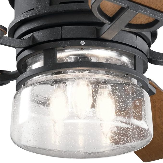 Kichler 310239DBK Lyndon Patio 52 Outdoor Ceiling Fan w/LED Lights & Wall Control, Distressed Black