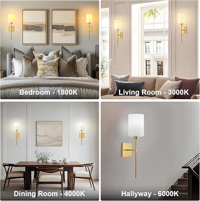 KARTOOSH Battery Operated Wall Sconce Set of Two, Wireless Rechargeable Wall Light with Remote Control, Dimmable, 4 Color Temperatures, RGB, Timer, for Living Room,Bedroom,Entryway, Gold, 20.6 Inch