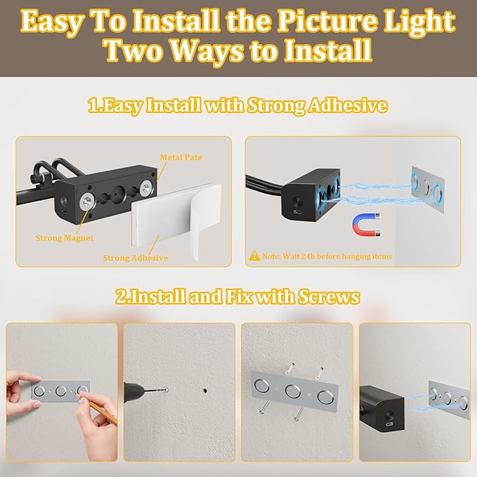 Battery Operated Picture Light for Wall, Wall Light for Living Room, 4000 mAh, 13.8'' Dimmable Art Painting Light, Remote Control, Black, Display for Gallery, Living Room, Bedroom(Black)