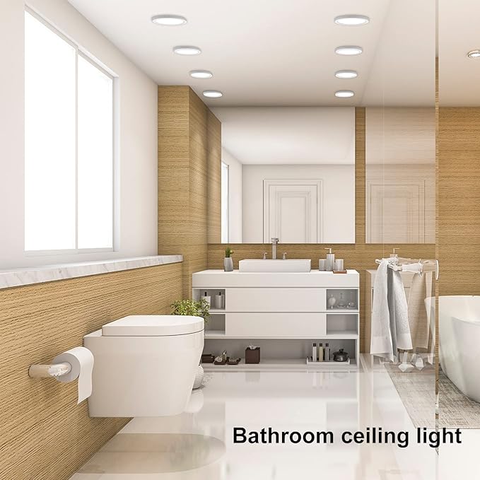 ETL 7 Inch Small LED Flush Mount Ceiling Light Dimmable,5000k Daylight Ultra Slim Round Flat Panel Ceiling Light Fixture,Modern White Ceiling Lamp for Closet,Kitchen,Bathroom,Hallway (3 Pack)
