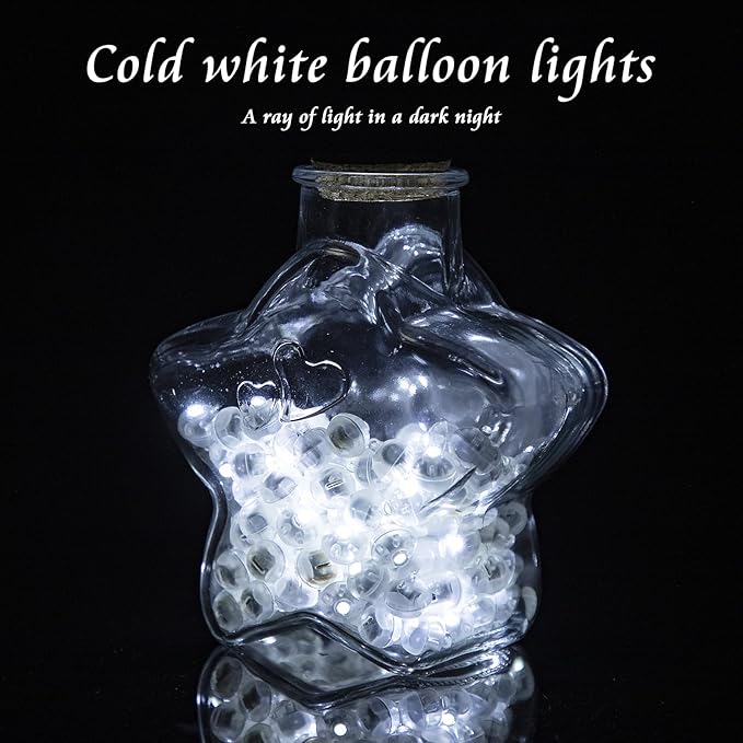 100pcs Balloon Lights Mini Led Lights Round Long Standby Time Ball Lighting Paper Lantern Balloons Lighting for Birthday Party Christmas Halloween Decoration Cold White