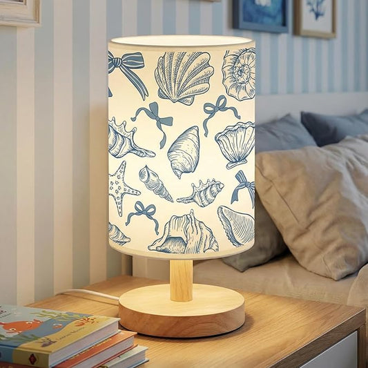 Glooglitter Summer Blue Ocean Table Lamp 3 Colors Dimmable Lights Beach Room Bedroom Sea Decor 9.72 x 5.12 Inch Beach Bedroom Lamps Starfish Conch Seashell Bedside Night Light for Desk Birthday Gifts