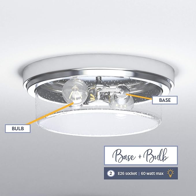 Prominence Home Madalyn 13" Brushed Nickel Flush Mount Clear Square Glass Drum Ceiling Light - 51540-01