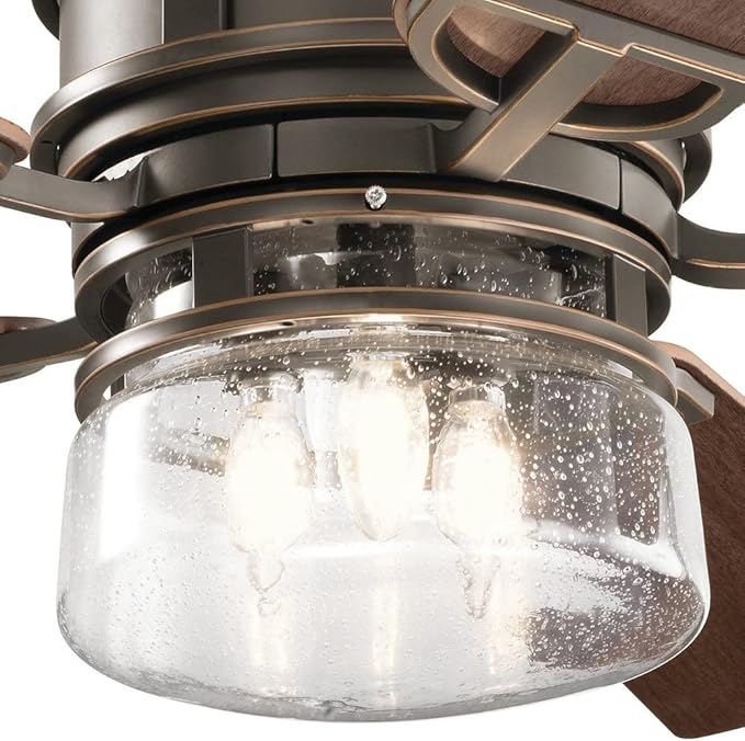 Kichler 310239DBK Lyndon Patio 52 Outdoor Ceiling Fan w/LED Lights & Wall Control, Distressed Black
