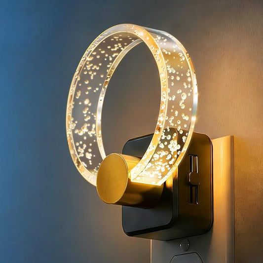 DORESshop LED Night Light, Decorative Night Light Plug Into Wall with Dusk-to-Dawn Sensor, Dimmable Nightlights, Adjustable Brightness for Hallway, Bedroom,Kids Room,Stairway, Soft White