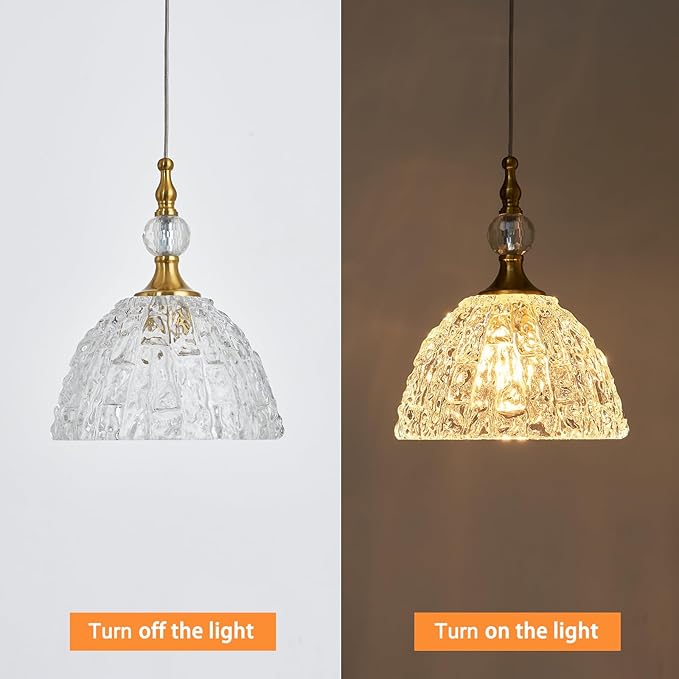 Glass Pendant Light Set of 3 Bronze Small Pendant Light with Clear K9 Crystal Ball Hanging Lights 7.68 in for Kitchen Island Hallway Entryway Bedroom lampara colgante para isla de cocina