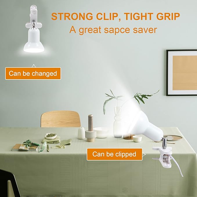 RONG&LAN LED Metal Clip On Light Clip on Lamp for Desk, 360° Adjustable Clamp Reading Light for Bed, Eye-Friendly Book Night Light for Desk Bed Table Dorm Room Bedroom Office Reading SUN-88 Black