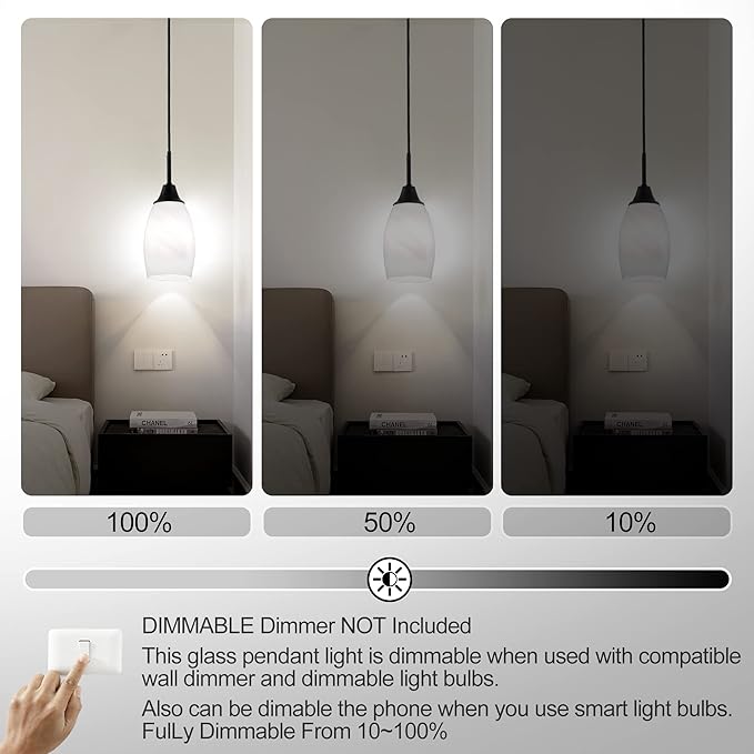 Viinew Mini Glass Pendant Light,4.72" Black White Hanging Lights 3-Pack Handblown White Oval Art Glass Hanging Pendant Light for Kitchen Island,Dining Room,Living,Foyer,Hallway, Entry