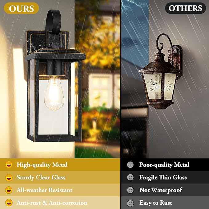 BesLowe 2-Pack Outdoor Wall Light Fixtures, 15" Exterior Lighting Fixtures Wall Mount, Waterproof Porch Lights Outdoor Wall Sconces Lanterns, Modern Outside Lights for House Front Door Garage, Bronze