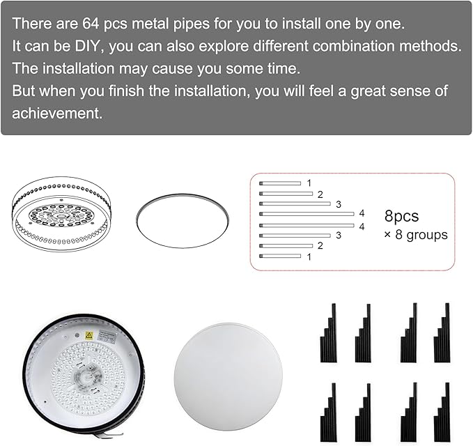 D23.6 in. LED Ceiling Light, Flower Ceiling Light Dimmable Ceiling Lights Flush Mount Flower Light Fixture Black Firework Hallway Light Fixtures for Kids Room Bedroom 5CCT 2700K-5000K