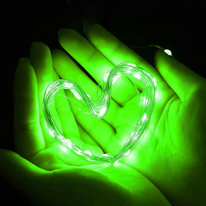 Yiaht 12 Pack Fairy Lights Battery Operated String Lights 7 Feet 20 Led Waterproof Christmas Lights Silver Wire Firefly Starry Moon Lights for Bedroom DIY Party Wedding Patio Christmas (Green)