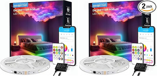 DAYBETTER Smart IC LED Strip Lights, BGRIC LED Lights for Bedroom, DIY Multiple Colors on One Line, App Control Color Changing Strip Lighting Music Sync Home Decor 16.4 ft (Pack of 2)