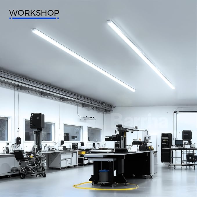 Barrina LED Shop Lights for Workshop 4FT, 6500K Super Bright, Hidden Wiring, 45W 5000LM, Linkable 4FT Light Fixture Cord with ON/Off, Frosted Cover, LED Ceiling Light for Garage, Kitchen, 2 Packs