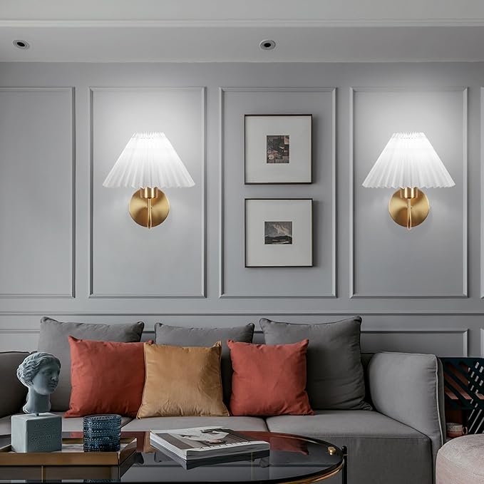 ADISUN Wall Sconces Sets of 2 RGB Battery Operated Wall Sconces for Bedroom Dresser Classic Golden Wall Lamp with Remote for Living Room Bathroom Dining Room Corridor Staircase (2 Bulbs Included)