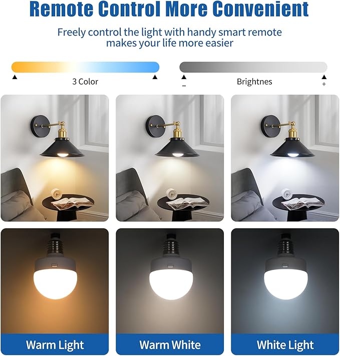 Bailoch Black & Gold Vintage Rechargeable Battery Operated Wall Sconces, Cordless Battery Powered Led Wall Lights Set of 2, Wall Lamp Fixture Indoor with Remote Control for Bedroom Farmhouse Gallery