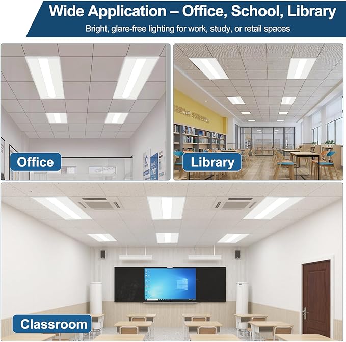 2x4 LED Troffer Light, 2-Pack, Backlit Panel, 30W–72W Selectable, 5CCT, 0–10V Dimmable, ETL, Drop Ceiling