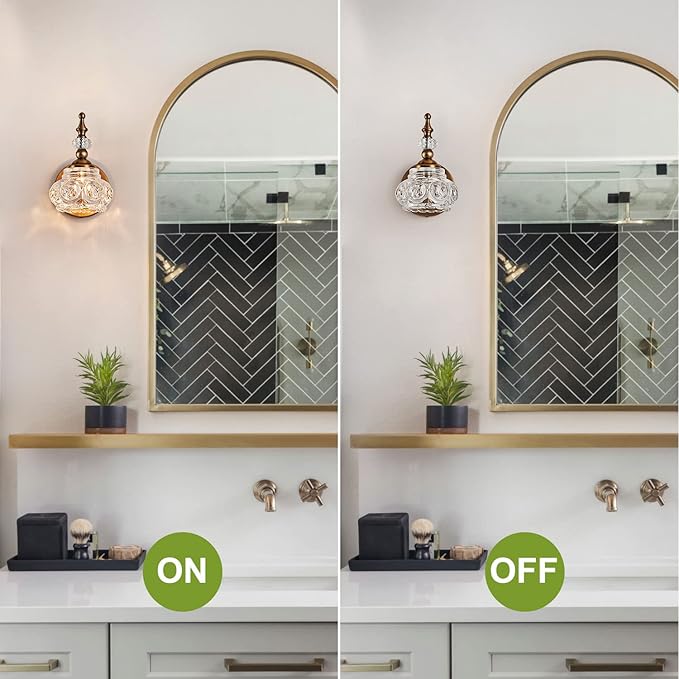 2-Pack 4.7 inch Wall Sconces Brass Bathroom Wall Light Fixtures, Spray Painting Process Modern Durable Vanity Lights for Bathroom Bedroom Living Room