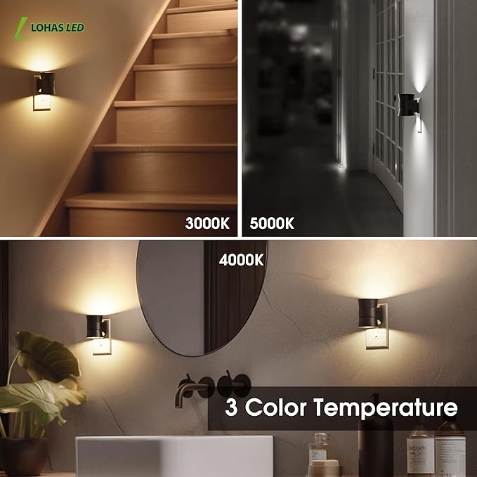 L LOHAS LED Night Lights Plug into Wall, Dimmable Night Light 2pack, 3CCT Adjustable Light Color and Brightness, Multi-Scenario use, for Living Room, Kitchen, Hallway, Bathroom