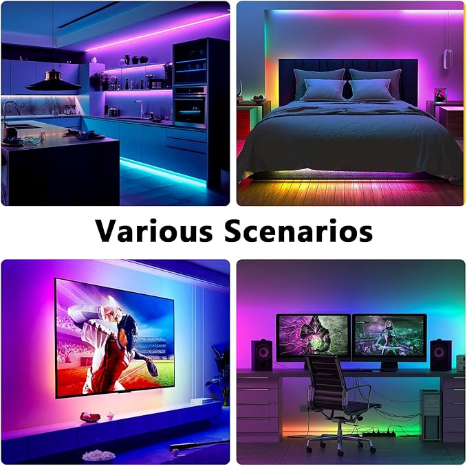 dalattin BGRIC 32.8ft LED Strip Lights for Bedroom, 5050 Smart LED Lights with Multiple Colors on One Line, Works with App & IR Remote, Music Sync for Room Decor Party Gaming