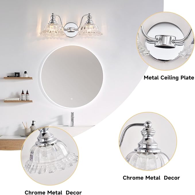 XIEDUN Chrome Vanity Light Chrome Bathroom Lights Vanity Lights for Bathroom Light Fixtures